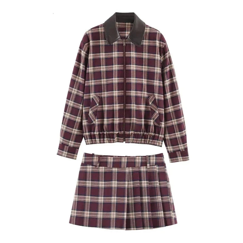 Completo bomber a quadri con skort Denise