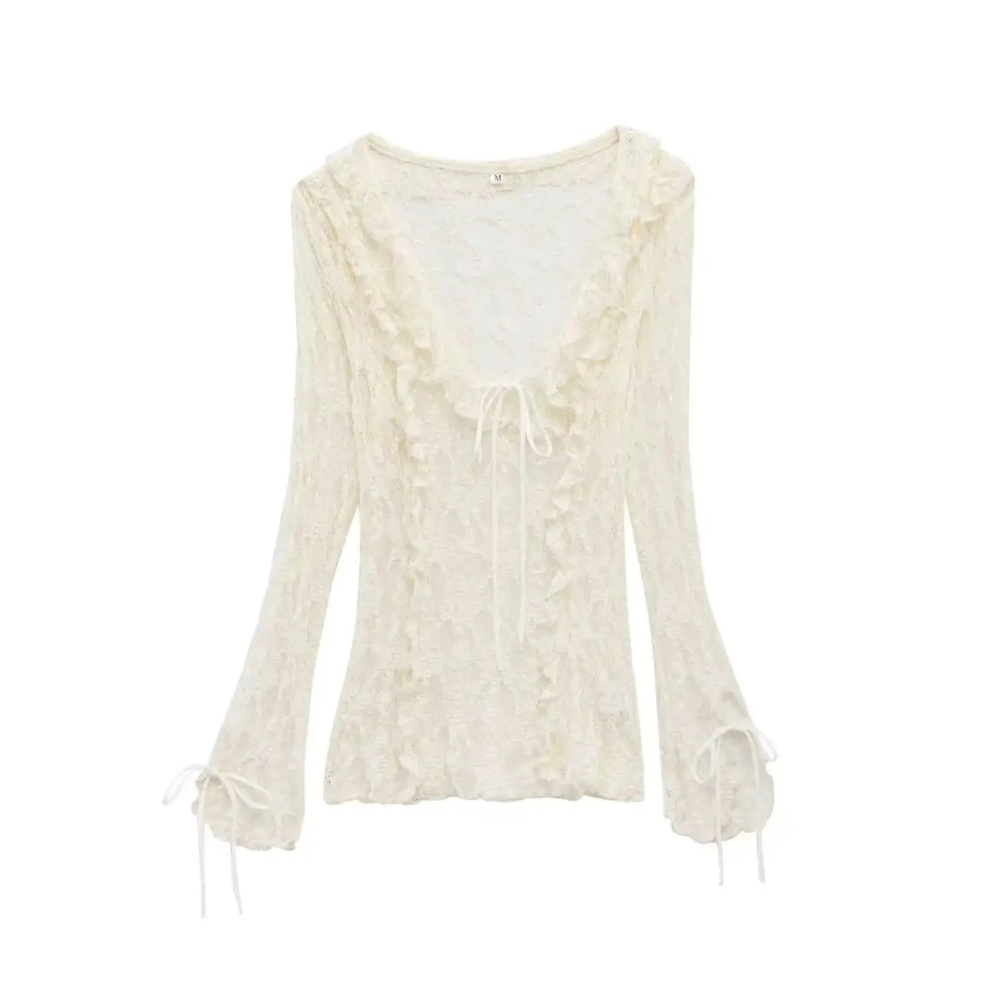 Top Audrey con colletto in pizzo a strati