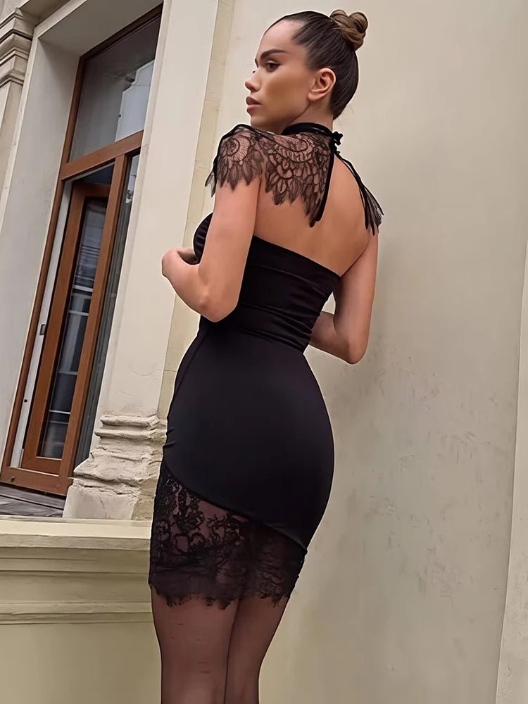 Mini abito bodycon in pizzo con schiena scoperta Zoe