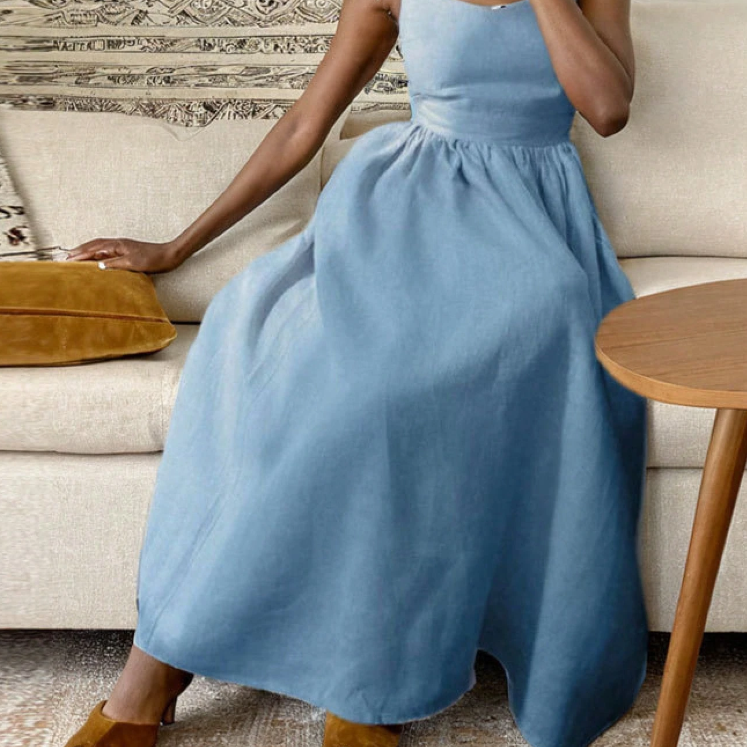 Abito midi Joanna scollato dietro con spalline annodabili