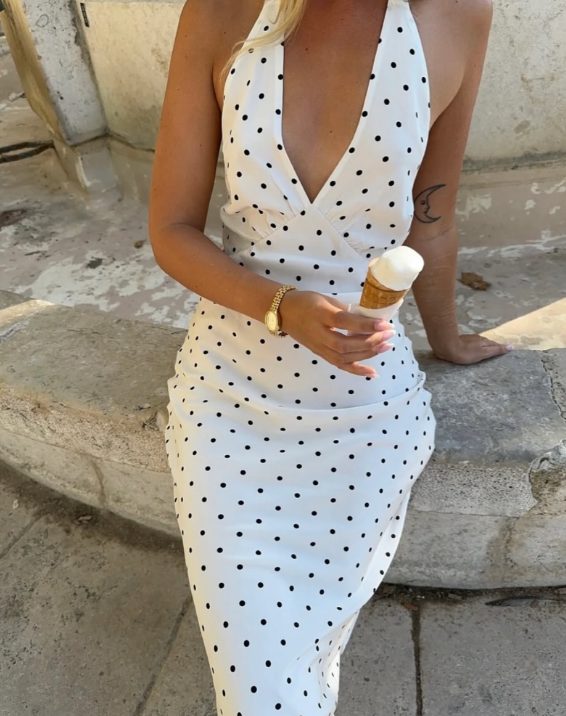 Elizabeth Abito Midi a Pois con Halter