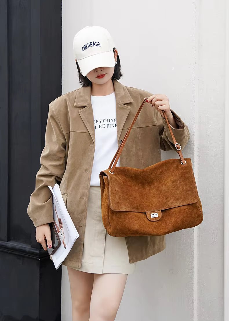 Denise Borsa a tracolla in suede opaco