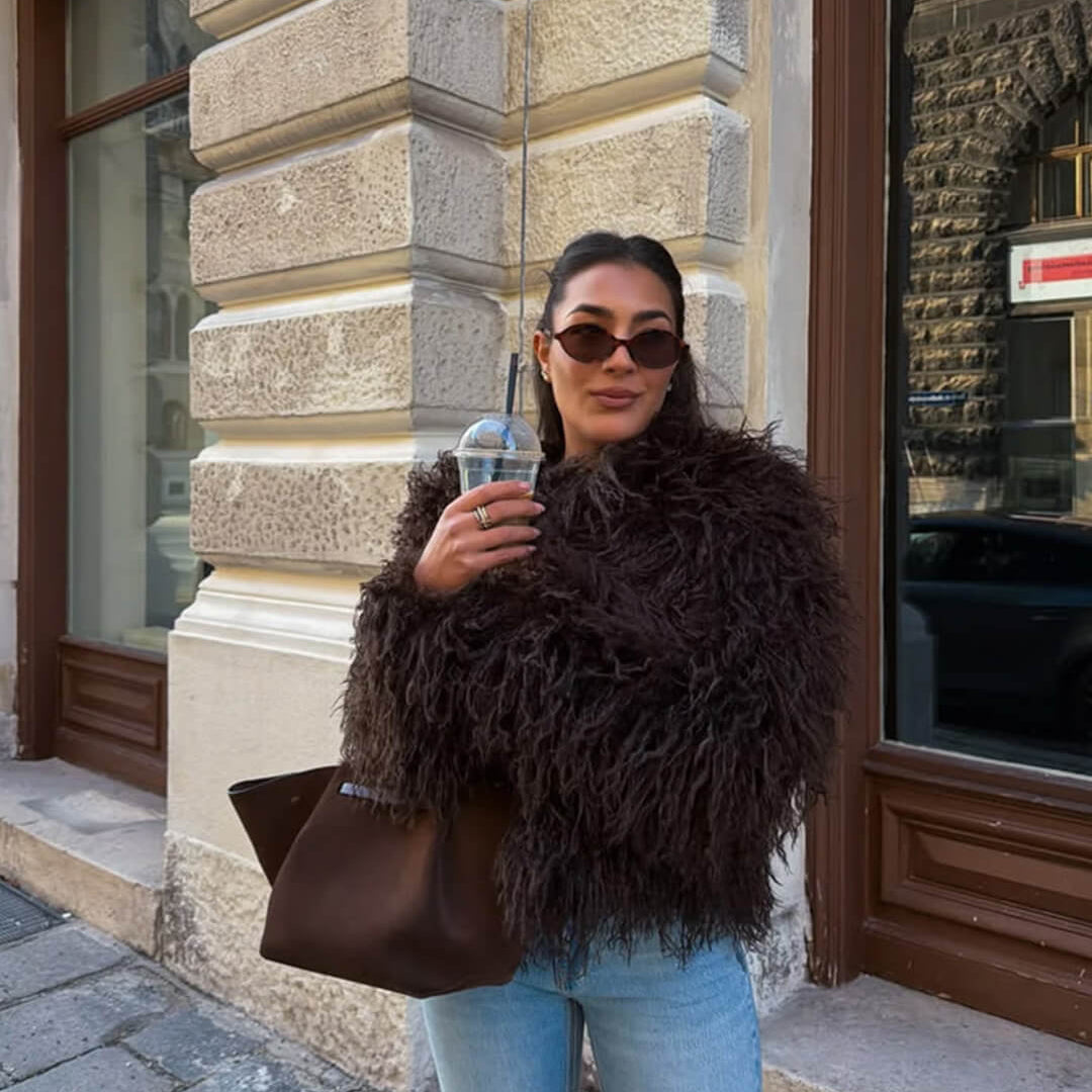 ZEYA Stella Faux Fur Coat in Brown