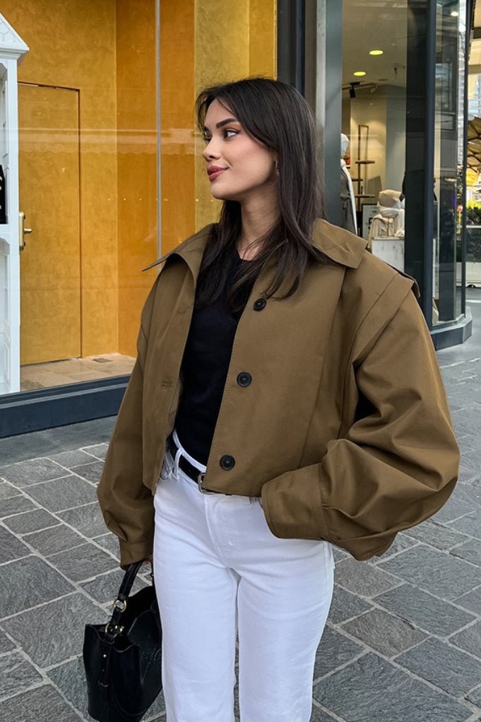 Giacca utility corta Julia con pieghe