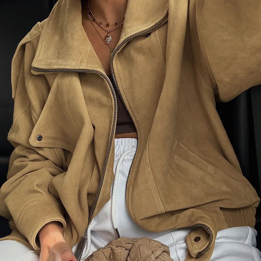 Bomber oversize in finta pelle scamosciata Erica