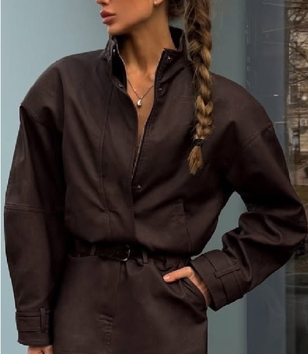 Giacca Emily in finta pelle scamosciata con zip