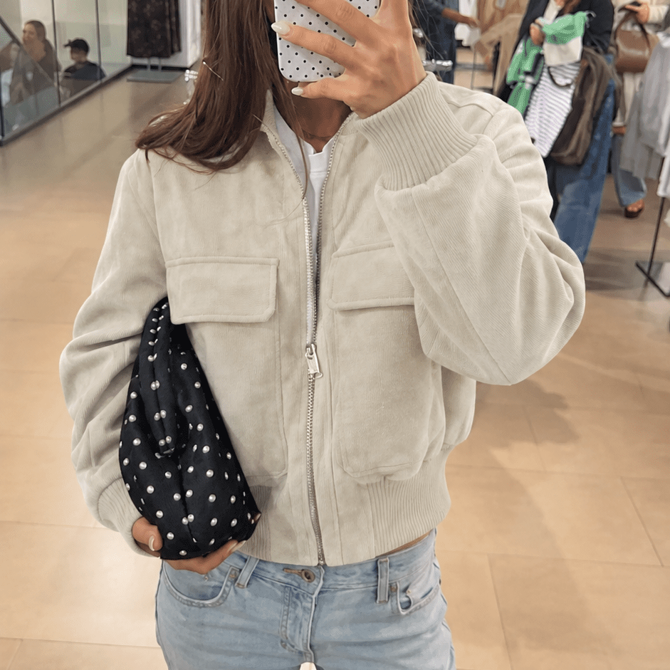 Sara Giacca Bomber in Faux Suede