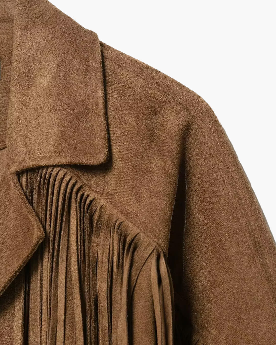 Giacca western Julie in finta pelle scamosciata con frange