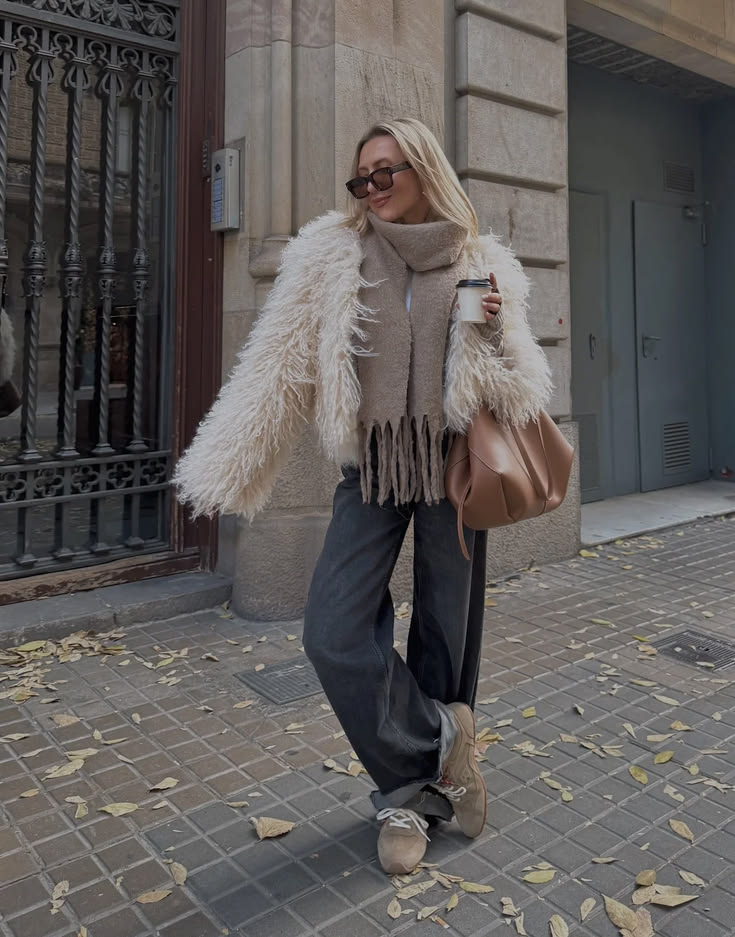 ZEYA Nadine Short Faux Fur Coat in Beige