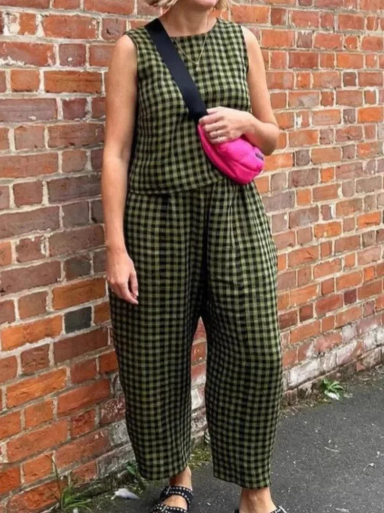 Completo Zinnia gilet e pantaloni a quadri