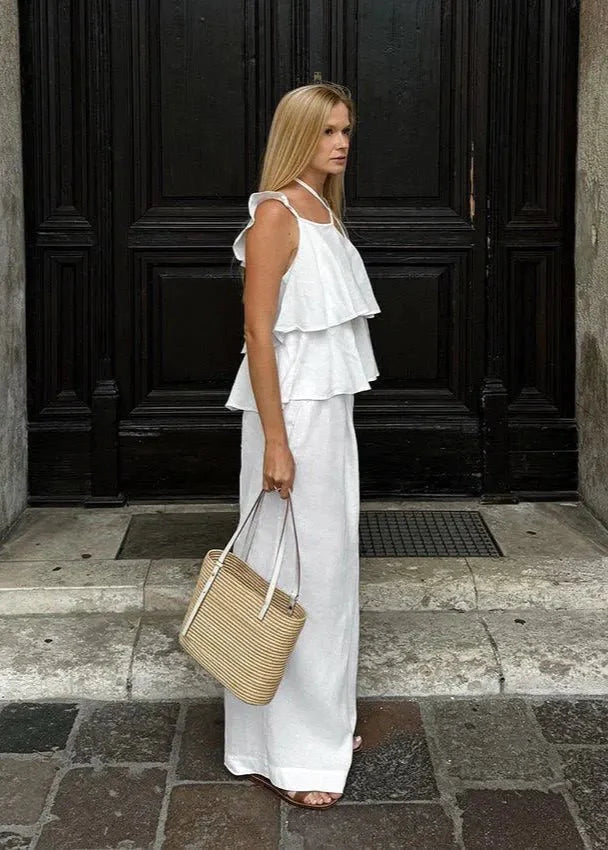Completo Mara Flowy con volant — top e pantaloni