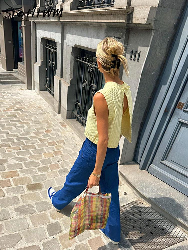 Emelia canotta lavorata a maglia con schiena scoperta