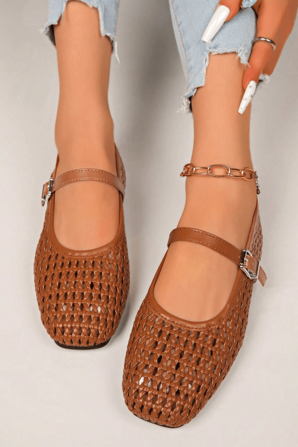 ZEYA - Ella Woven Mesh Mary Jane Flats