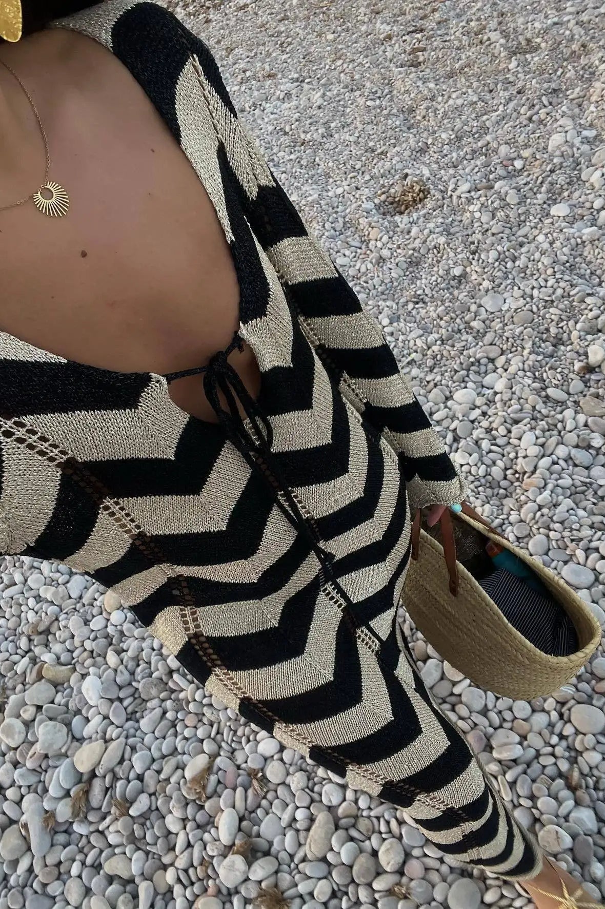 ZEYA - Aimee Striped Knit Long Sleeve Maxi Dress
