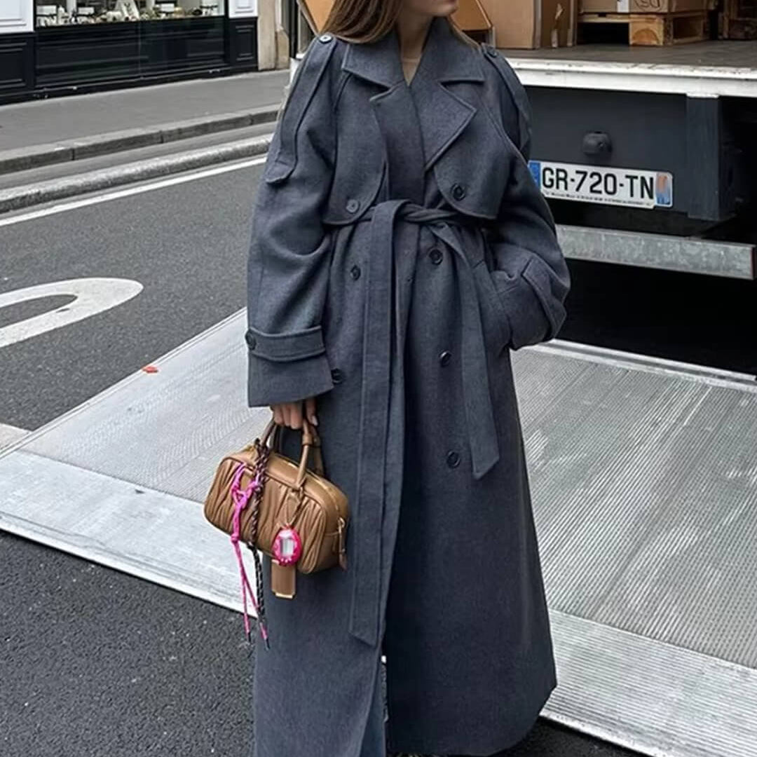 ZEYA - Alicia Gray Belted Long Coat