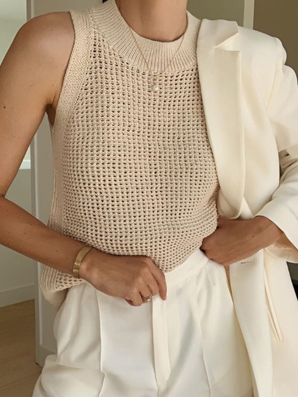 ZEYA - Amaia Hollow Knit Tank Top
