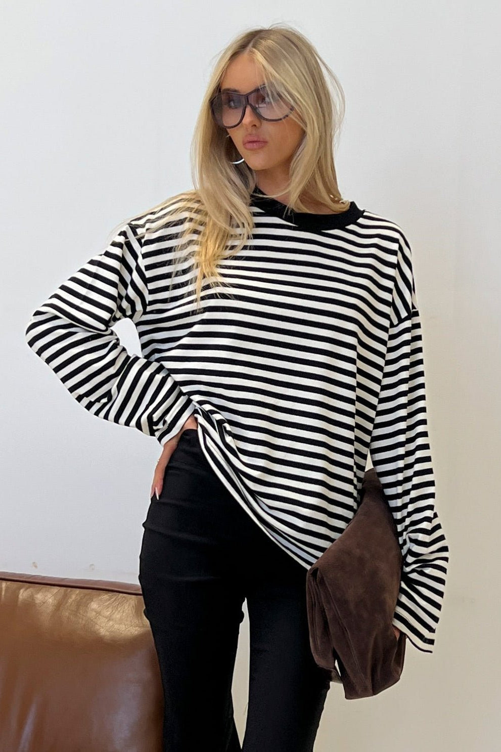 ZEYA - Angela Striped Oversized Knit Sweater