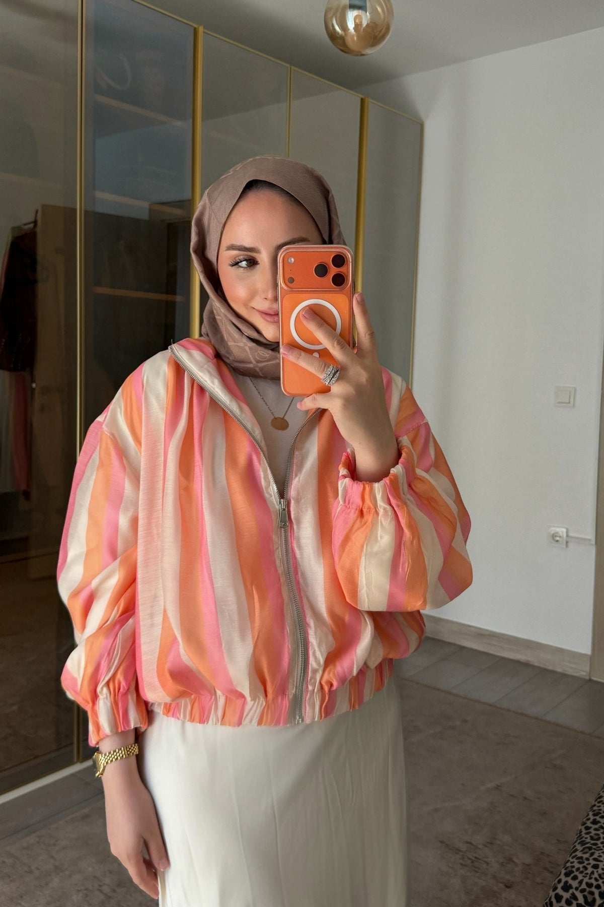 ZEYA - Audrey Striped Bomber Jacket