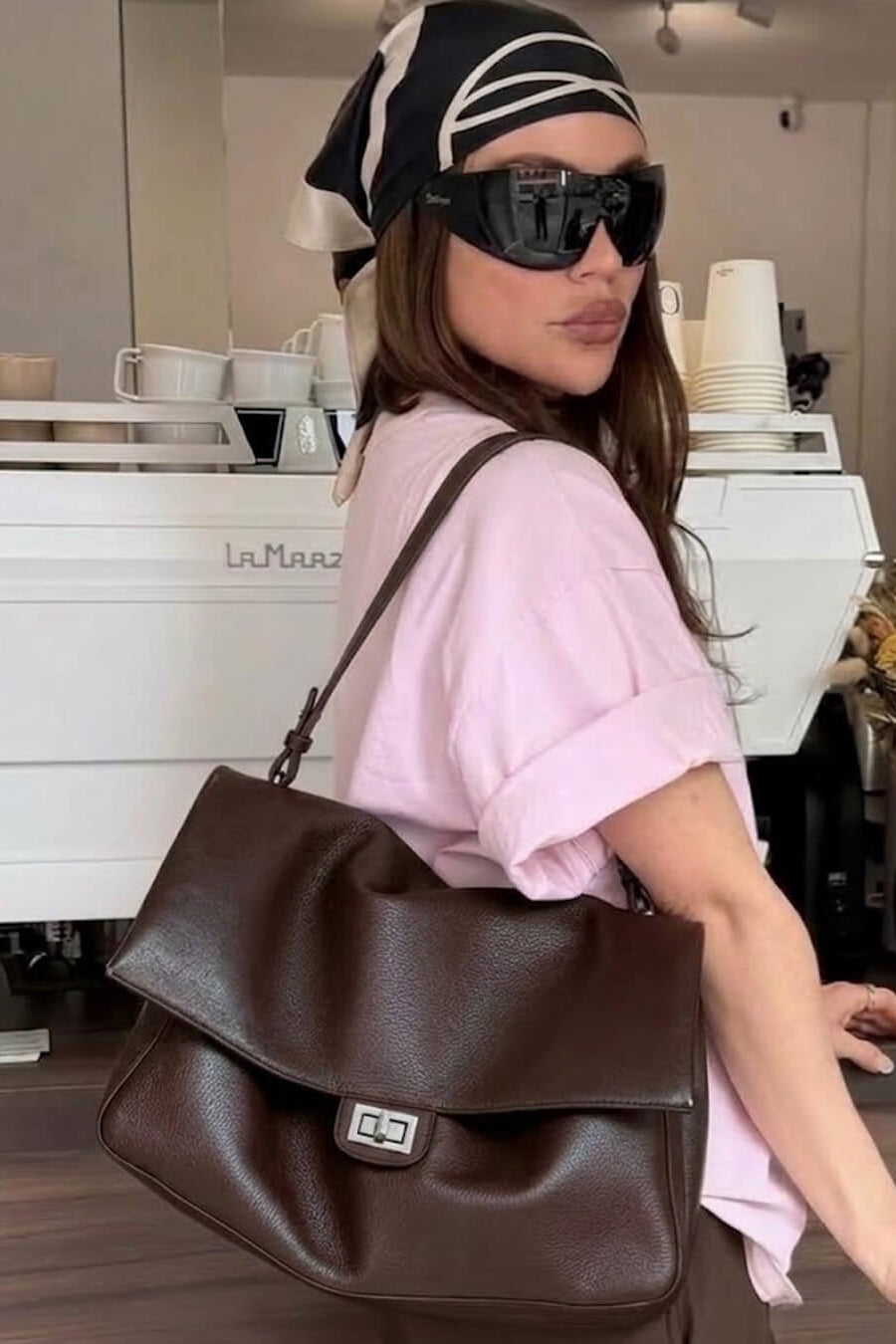 ZEYA - Ava Maxi Flap Leather Shoulder Bag