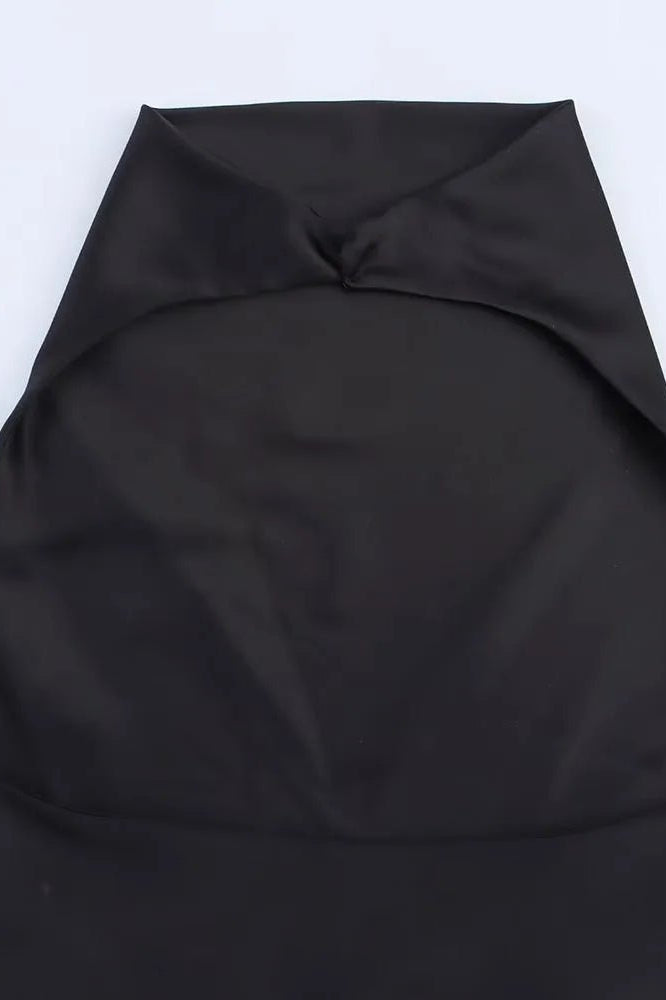 ZEYA - Callie Satin Halter Draped Mini Dress