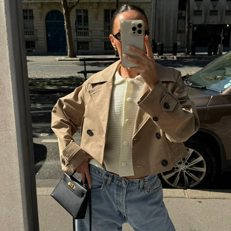 ZEYA - Carla Cropped Double Breasted Trench Coat