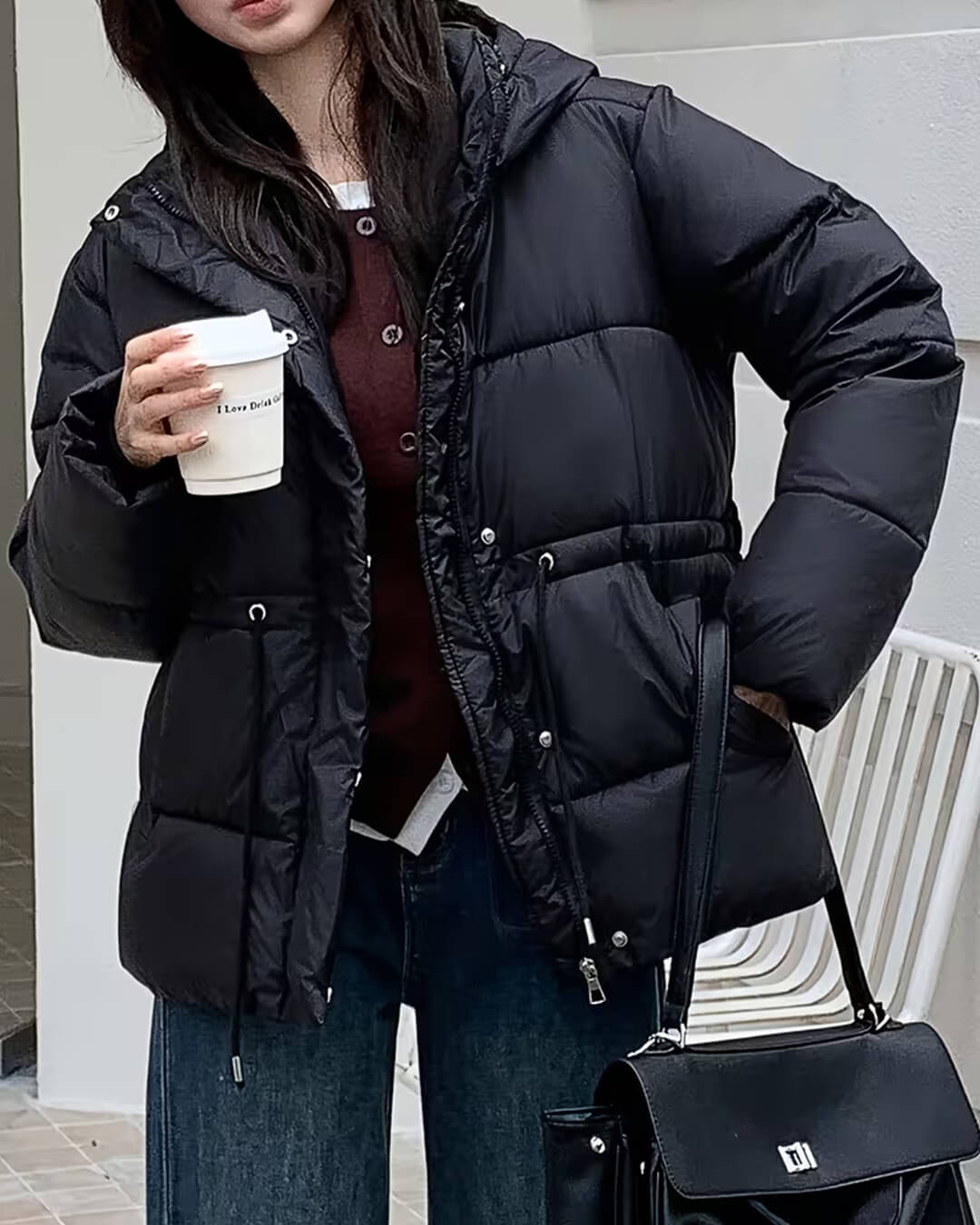 ZEYA - Carmen Oversized Drawstring Waist Puffer Jacket