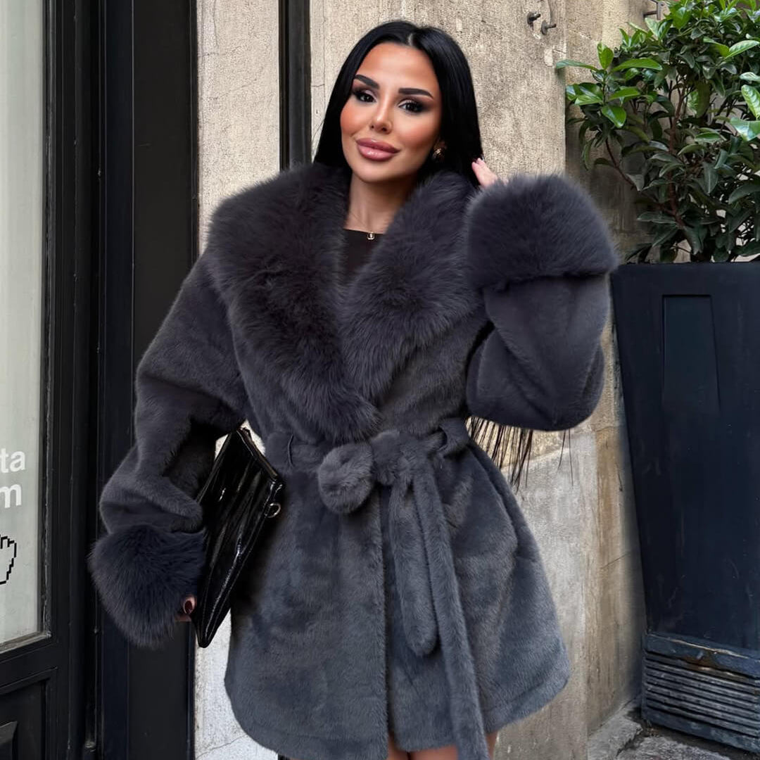 ZEYA - Carmina Faux Fur Trim Coat