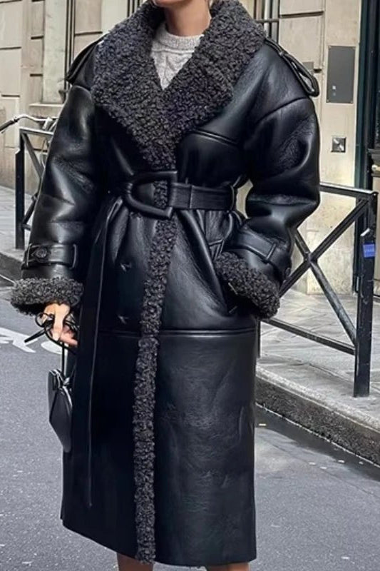 ZEYA - Chantelle Belted Faux Leather Maxi Coat