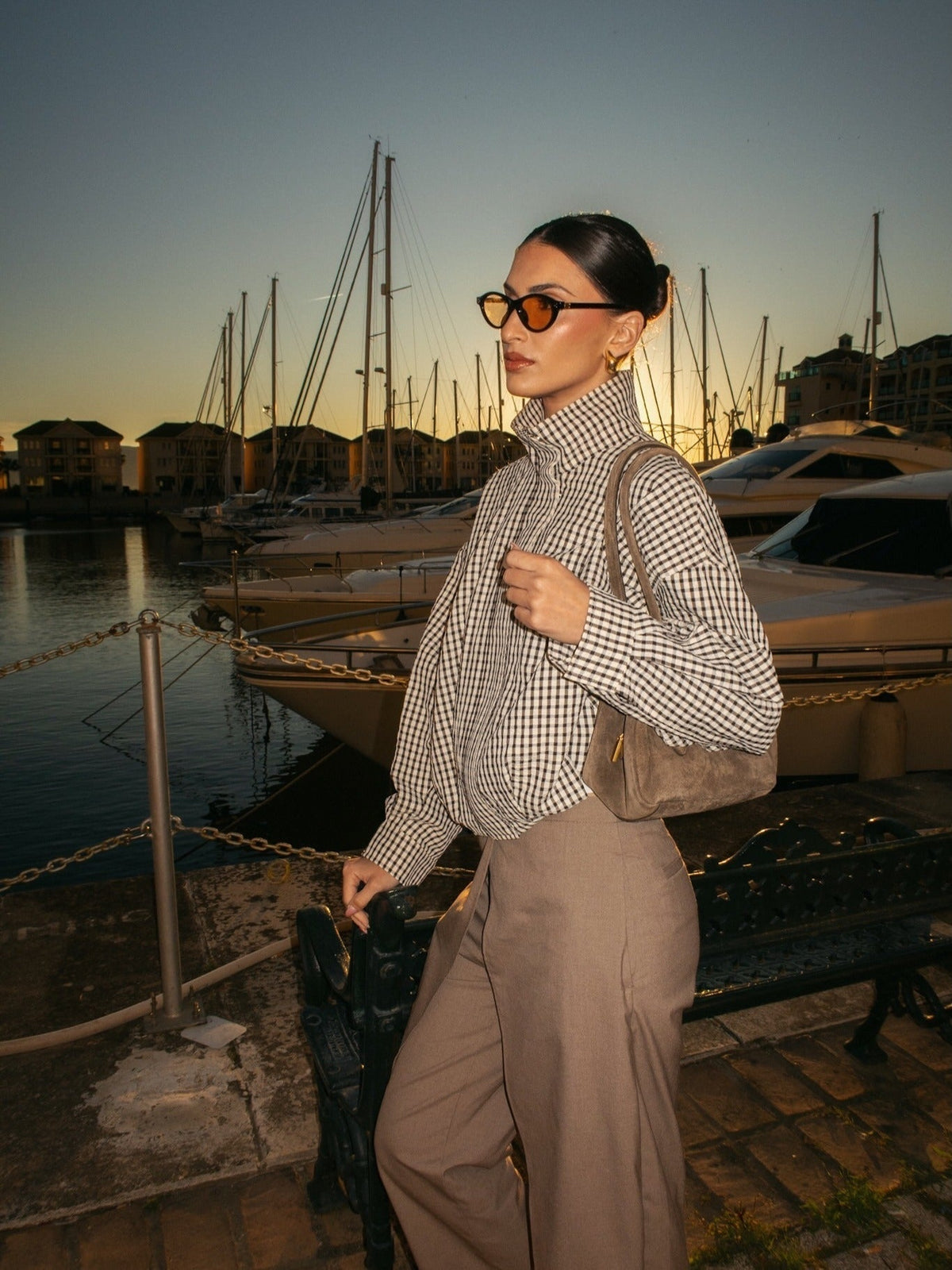 ZEYA - Christina Plaid Funnel Neck Jacket