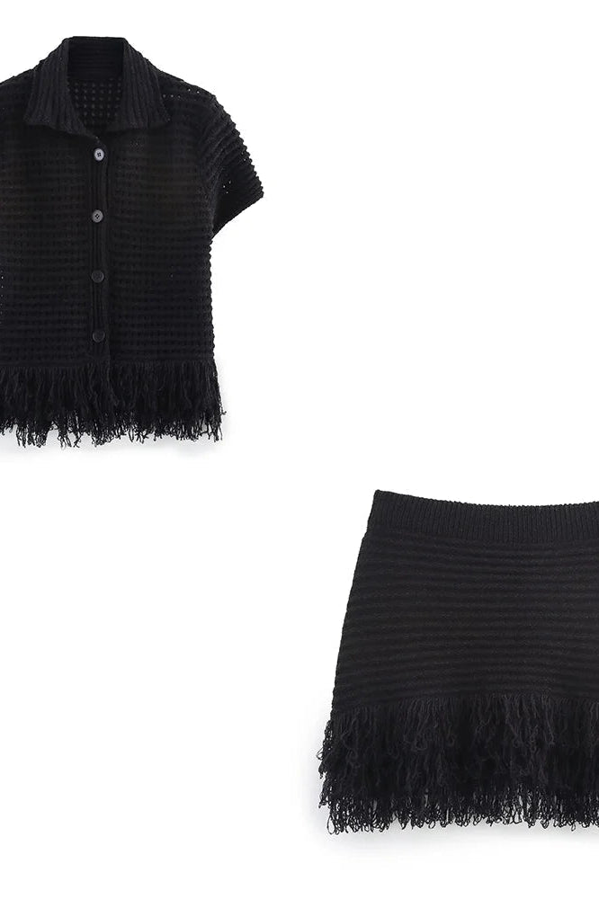 ZEYA - Demetra Knitted Tassel Skirt Set