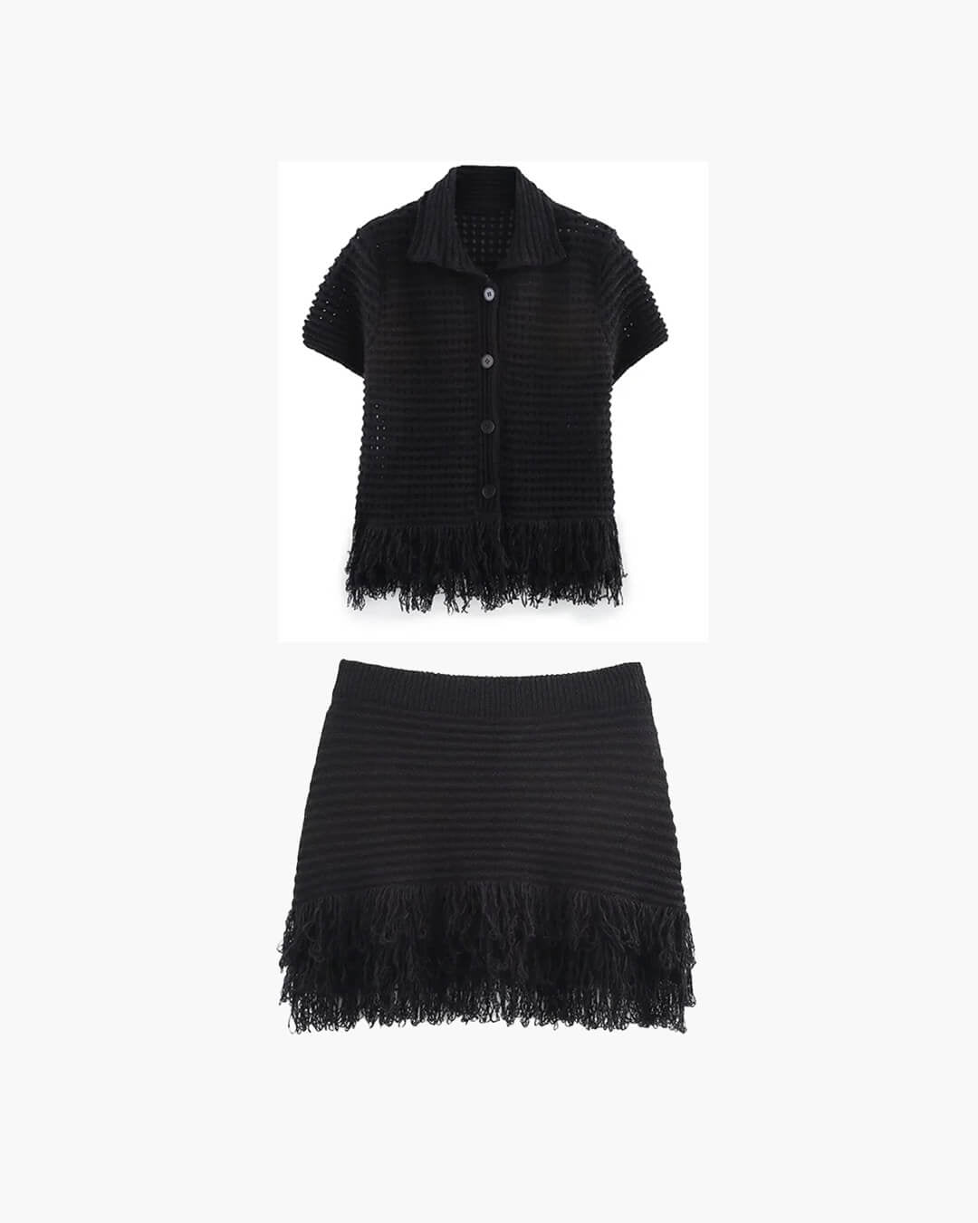 ZEYA - Demetra Knitted Tassel Skirt Set