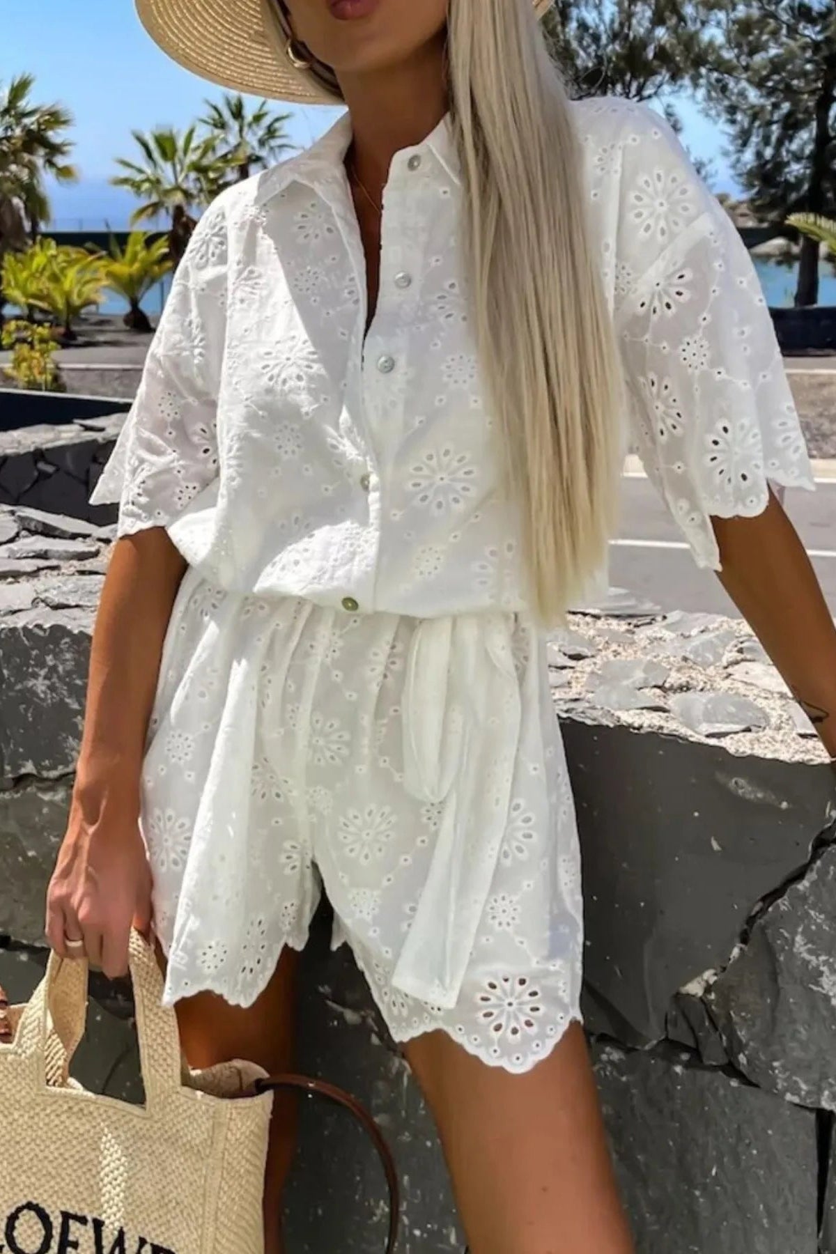 ZEYA - Diana Eyelet Scalloped Romper Set