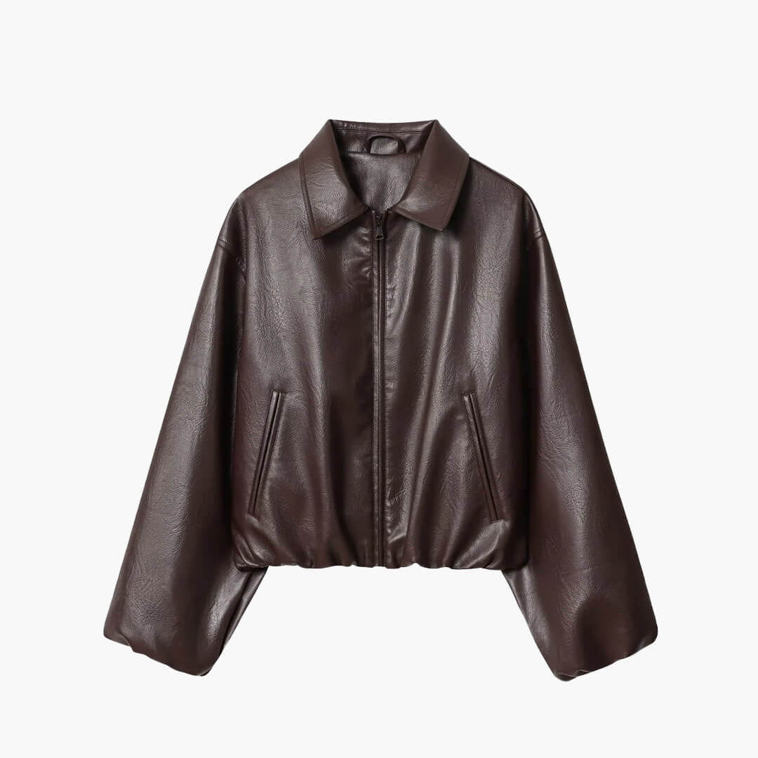 ZEYA - Elisabeta Zip Up Faux Leather Jacket