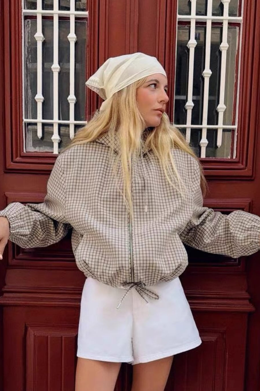 ZEYA - Ellie Plaid Cropped Hooded Jacket