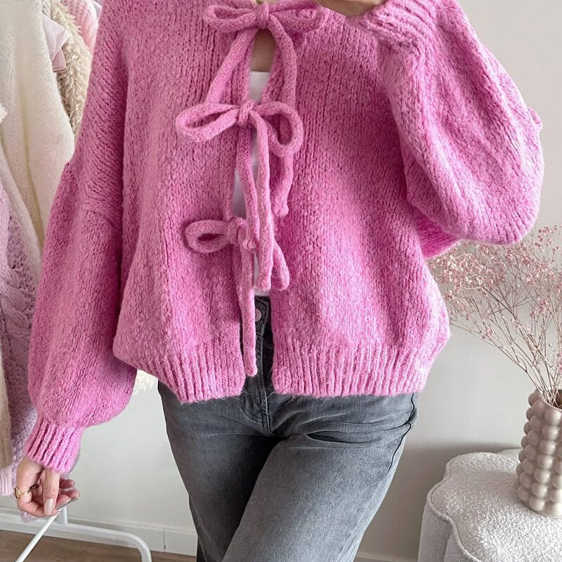 ZEYA - Emma Knit Cardigan with Bow Design
