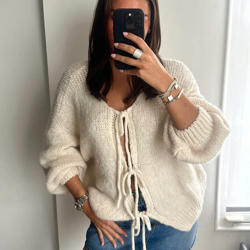 ZEYA - Emma Knit Cardigan with Bow Design