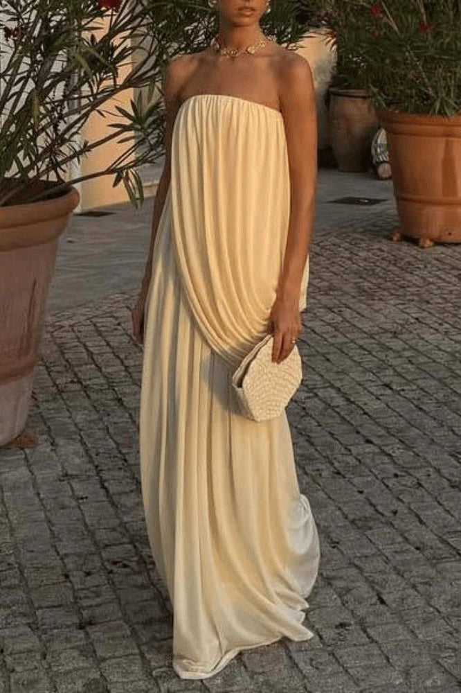 ZEYA - Erika Strapless Pleated Maxi Dress