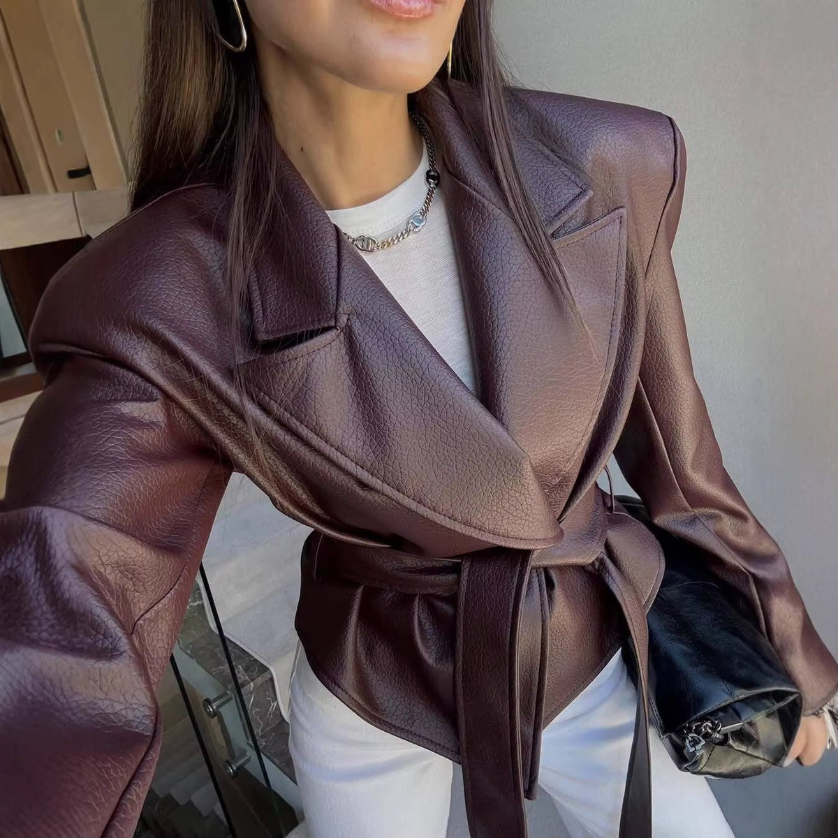 ZEYA - Esther Lace-Up Vegan Leather Jacket
