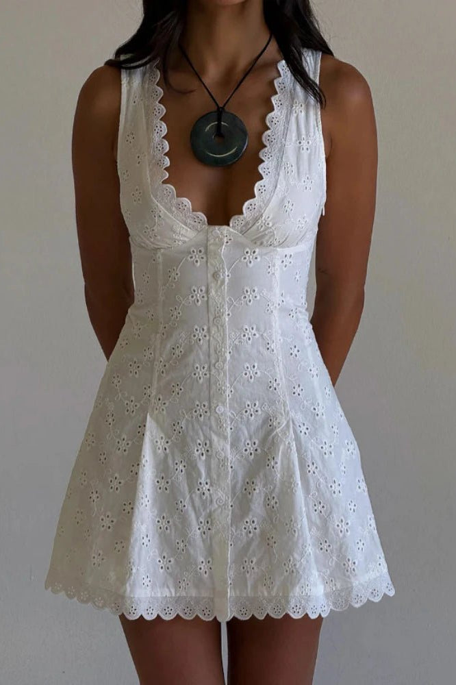 ZEYA - Farrah Neck Button - Down Mini Dress