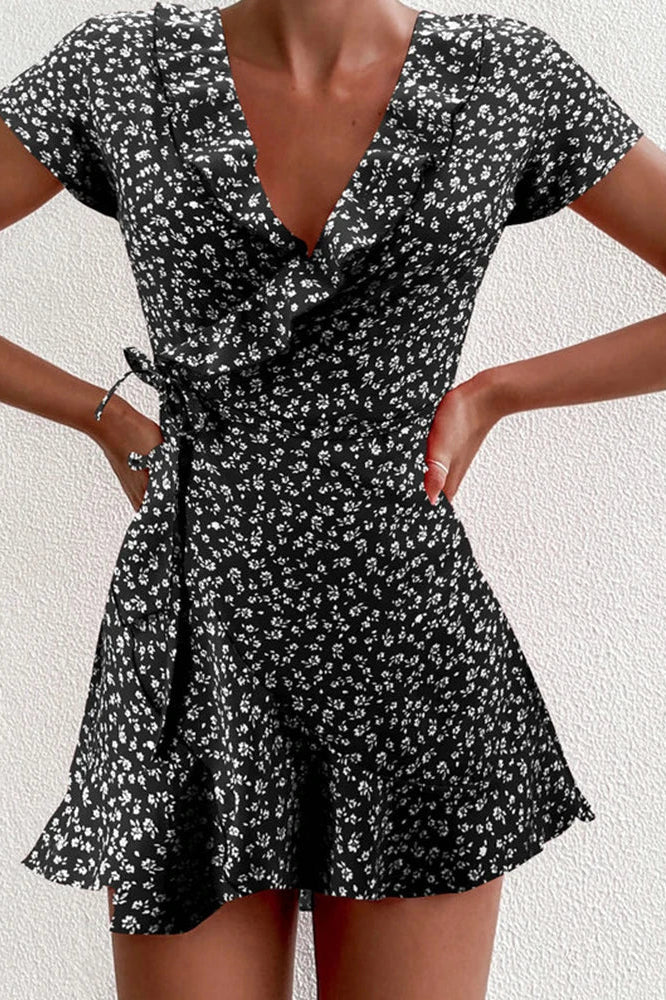 ZEYA - Gabrielle Floral V - Neck A - Line Mini Dress