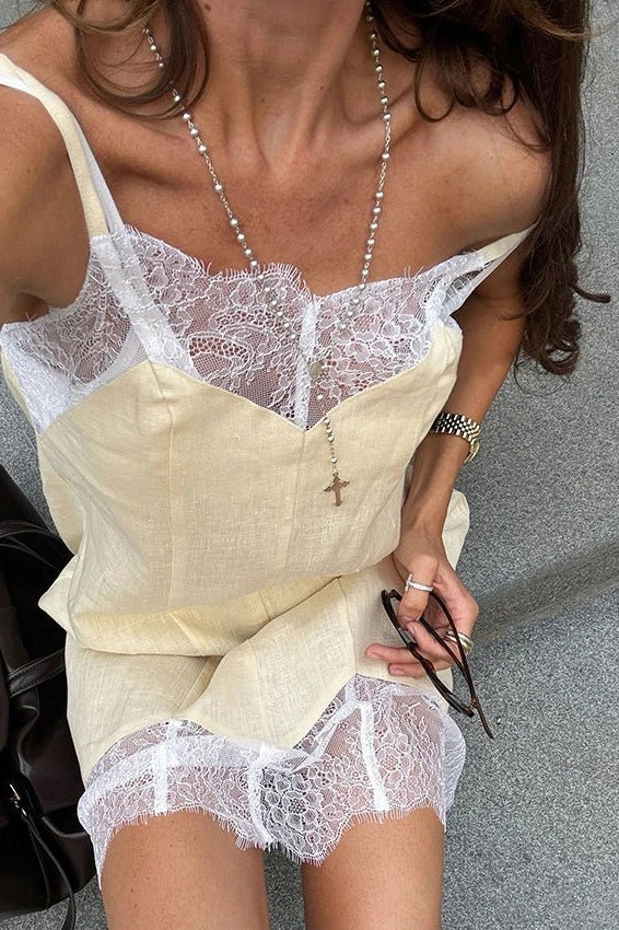 ZEYA - Genevra Lace Spaghetti Strap Mini Dress