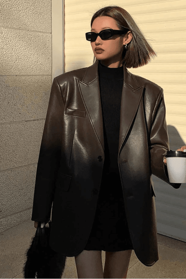 ZEYA - Glaiza Oversized Vegan Leather Blazer