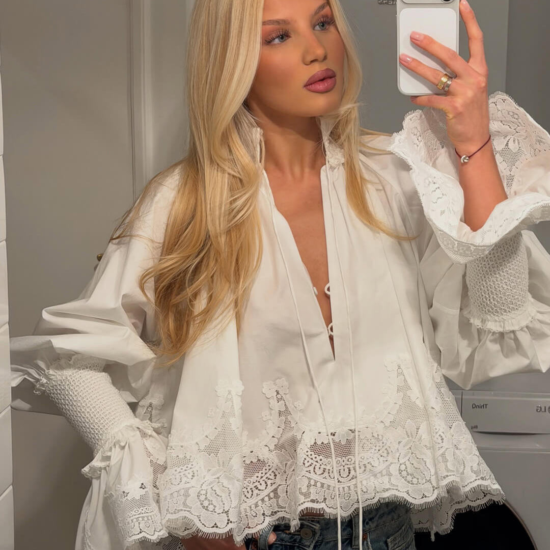 ZEYA - Gloria Embroidery Lace Trim Blouse