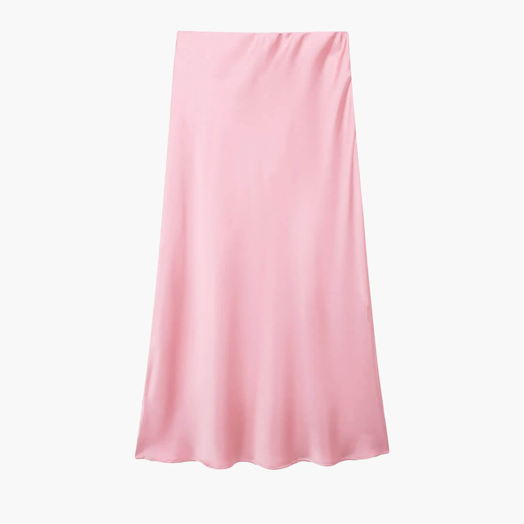 ZEYA - Hilde High Waist Black Satin Midi Skirt