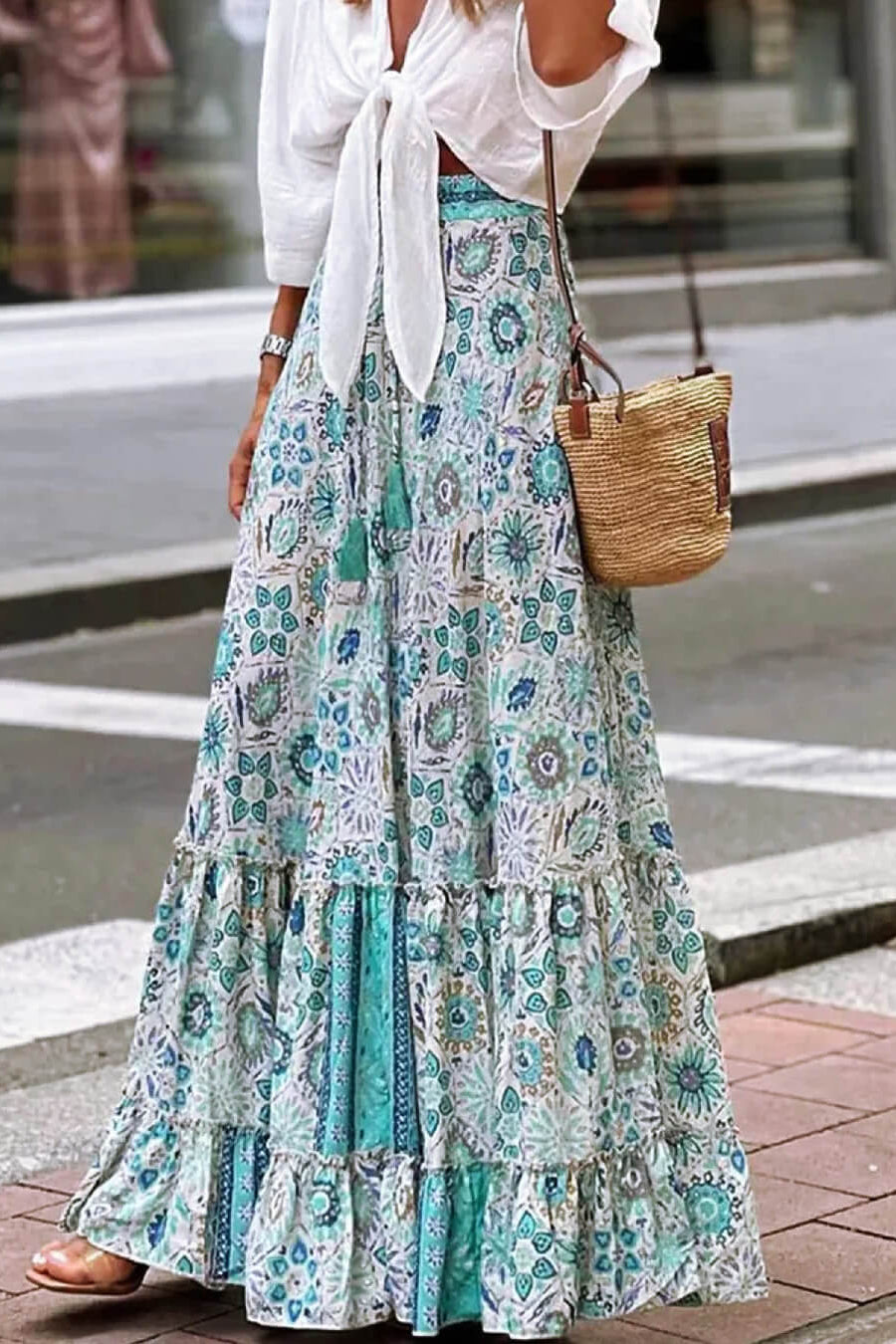 ZEYA - Imara Flowy Boho Print Ruffled Skirt