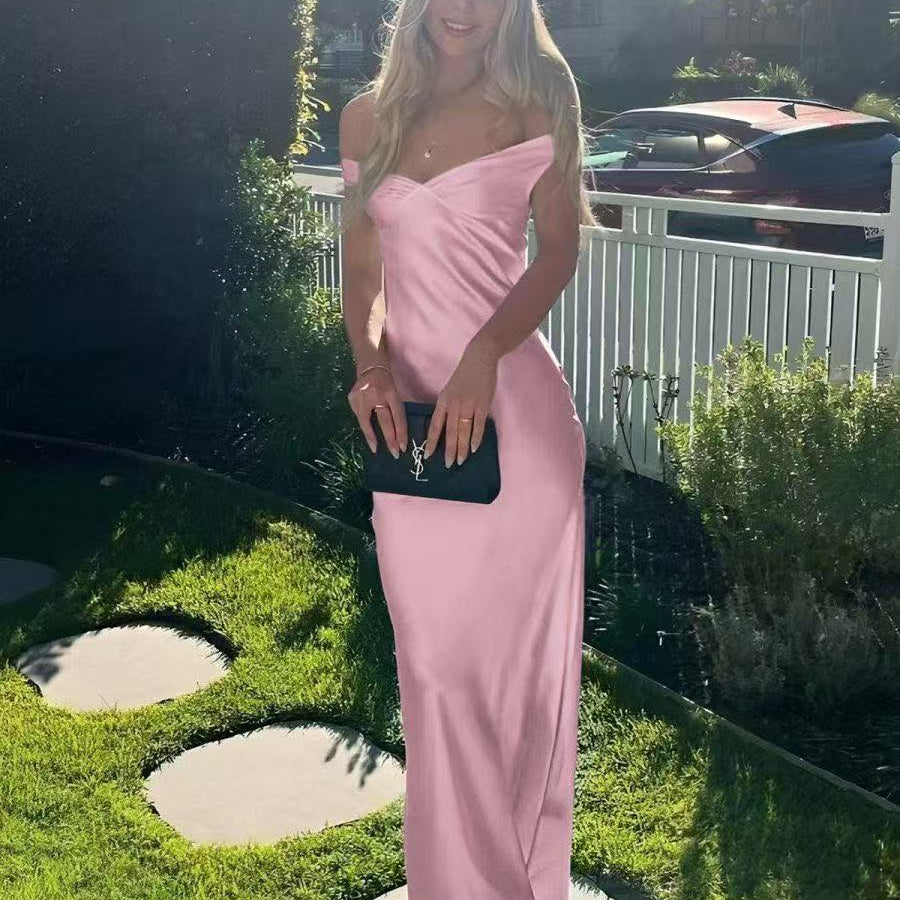 ZEYA - Jane Satin Off Shoulder Maxi Dress