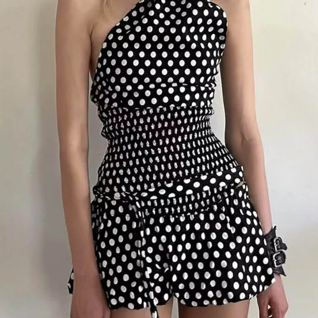ZEYA - Jenny Polka Dot Elastic Waist Mini Skirt