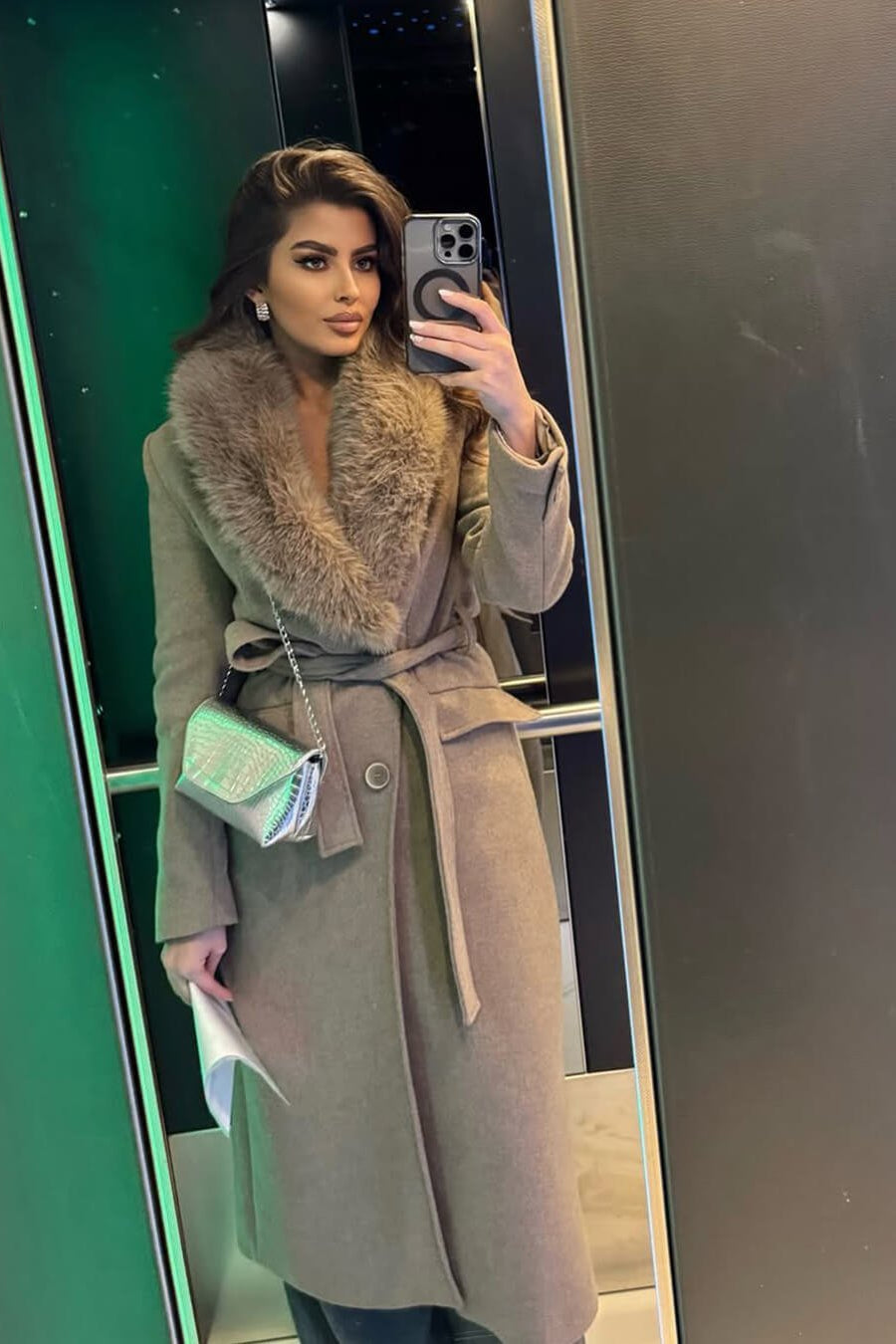 ZEYA - Josie Faux Fur Collar Maxi Coat