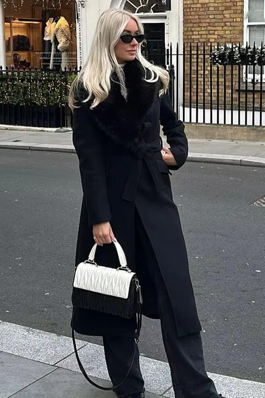 ZEYA - Josie Faux Fur Collar Maxi Coat