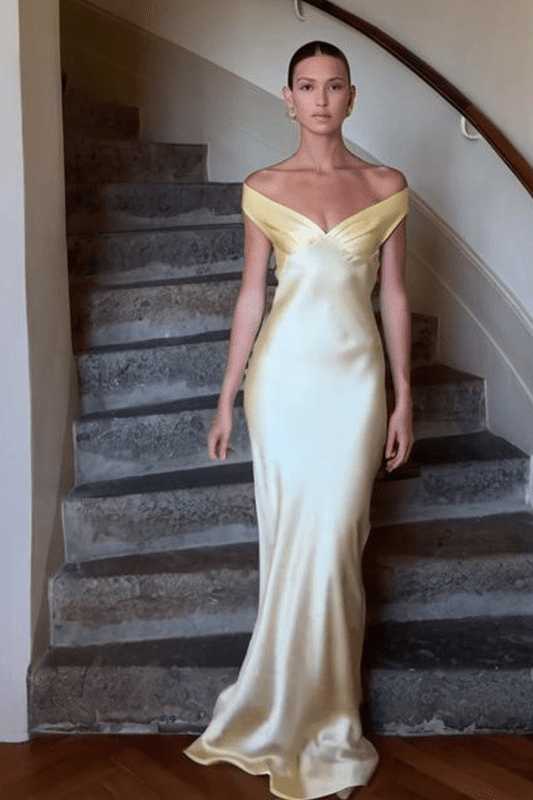 ZEYA - Katelyn Satin Off the Shoulder Maxi Dress